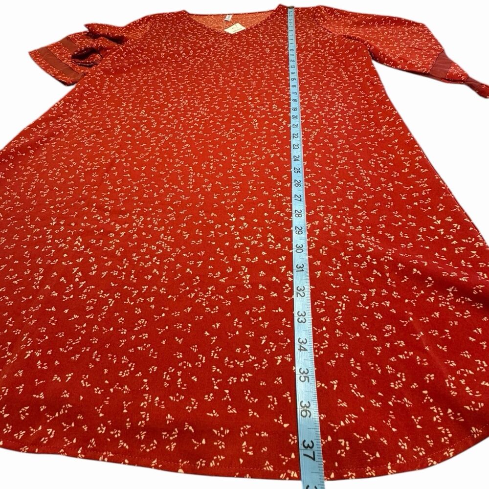 Plus Size Floral Dress Womens 2XL Red Ditsy Boho Tunic NWT Cottagecore Hippie - Picture 6 of 11